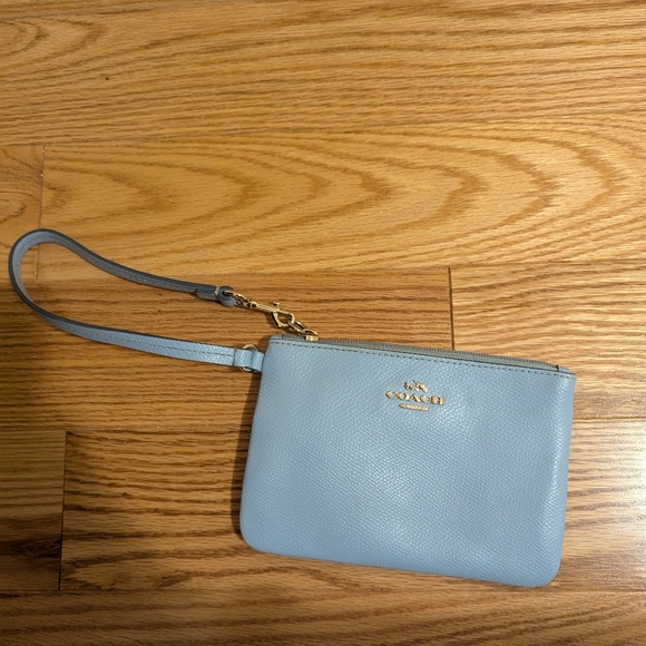 Coach Wristlet Baby Blue with Gold Hardware - Picture 1 of 3